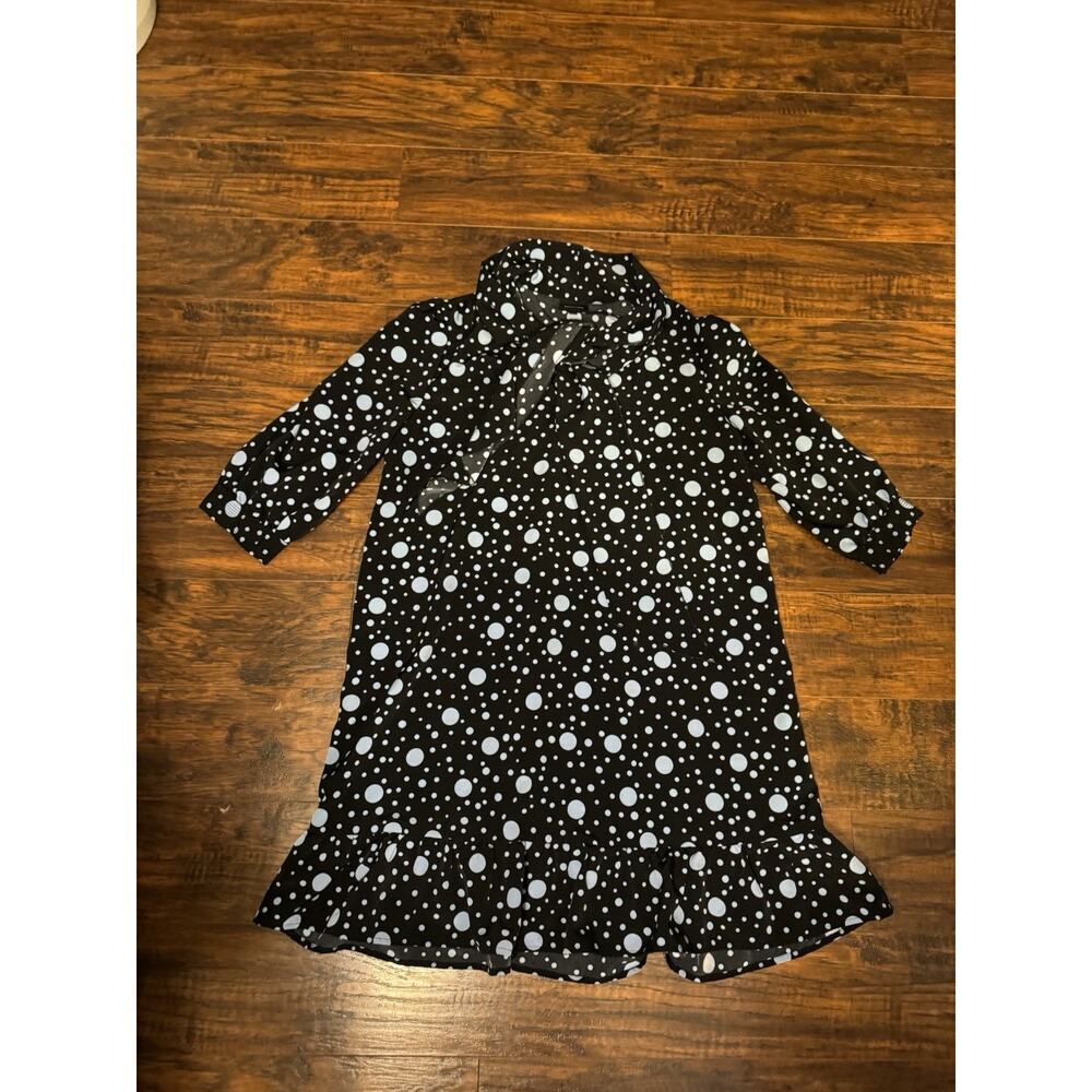 Who What Wear S Black and Blue Polka Dot Ruffle Shift Dress
